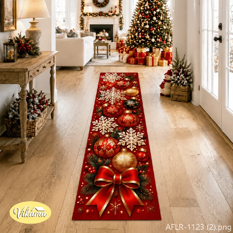 VIKAMA Santa Sleigh Reindeer Rectangular Rug Soft Non-Slip Hallway Mat Entryway Holiday Decor Carpet Home Decor Floor Rug