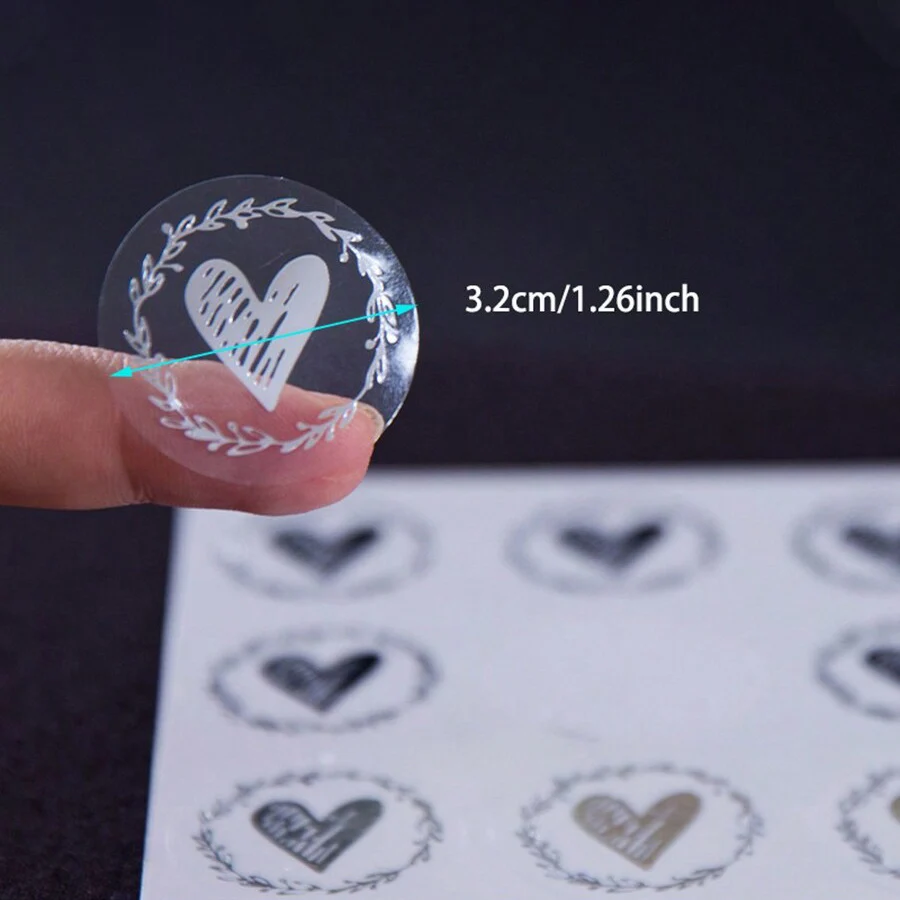 120pcs Envelopes Seal Stickers Cute Heart Transparent Wedding Invitation Valentine\'s Day Craft Greeting Cards Package Birthday