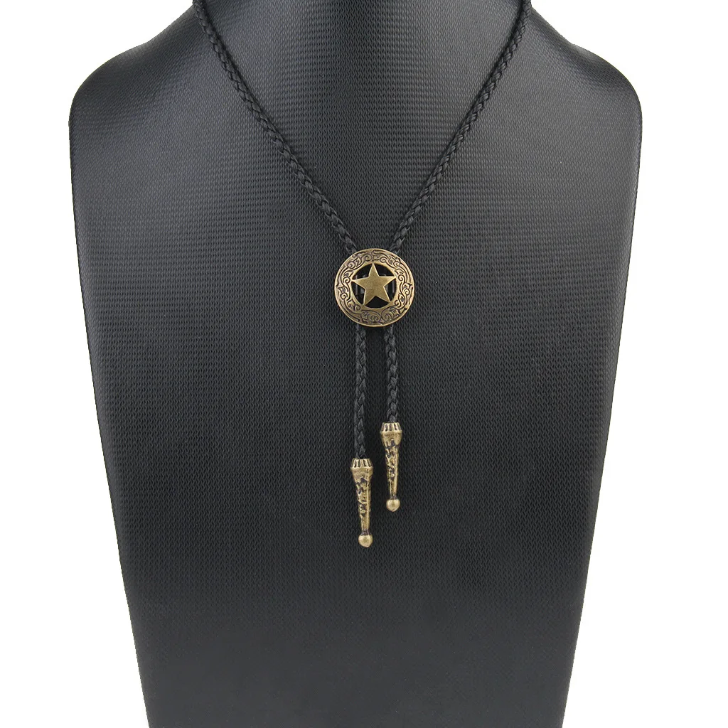 Western Men Texas Ranger Star kulit Rodeo Bolo Bola Tie dasi dasi diskon besar perhiasan wanita baru Aksesori kalung