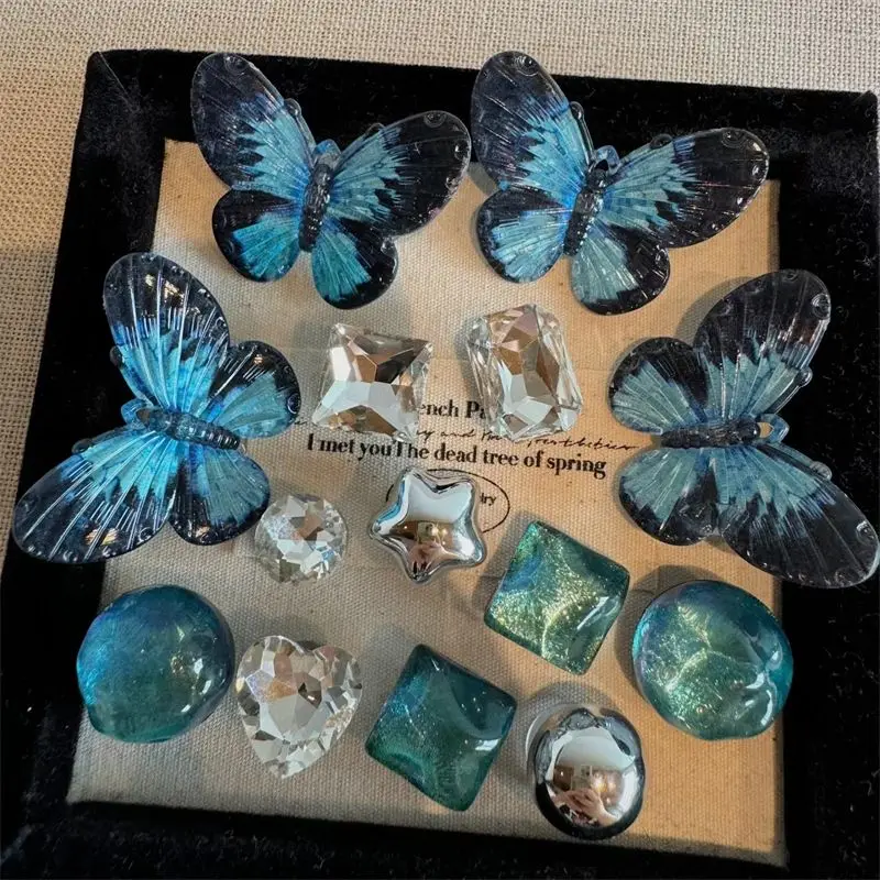 

Blue Black Butterfly Set Beautiful Footwear Decoration DIY Elegant Shoe Accessories Ins Popular Adornment for Clogs Sandals Hot