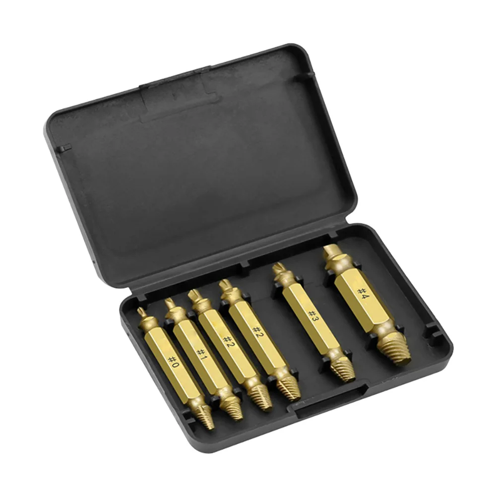 4/5/6PCS Beschädigte Schraube Extractor Drill Set Titan Doppel Seite Abisolierte Gebrochene Schraube für Holzbearbeitung Bolzen Leicht Entferner Werkzeuge