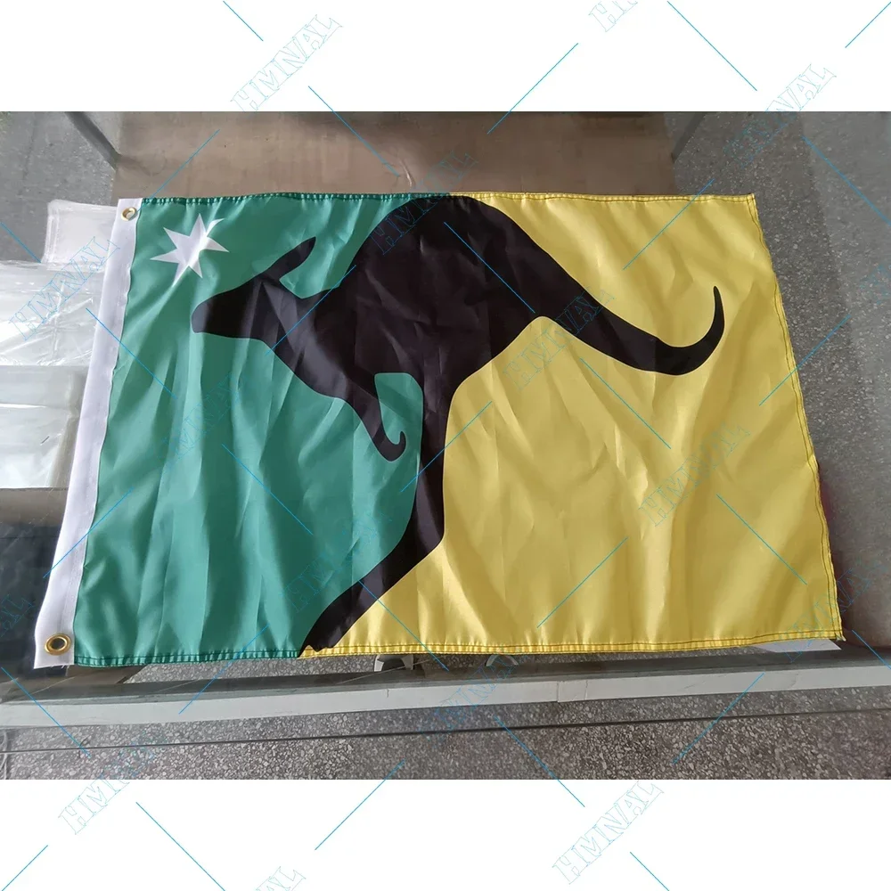 2X3FT 3x5ft banner of GREEN AND YELLOW Best Australian flag 100% polyester flags with Kangaroo