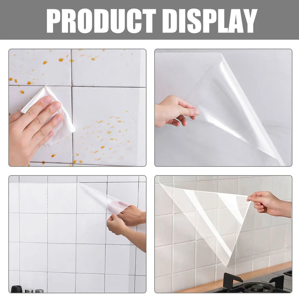 1 Roll Oilproof Sticker High Temperature Resistant Wall Protector Self-Adhesive Waterproof Backsplash for Stove