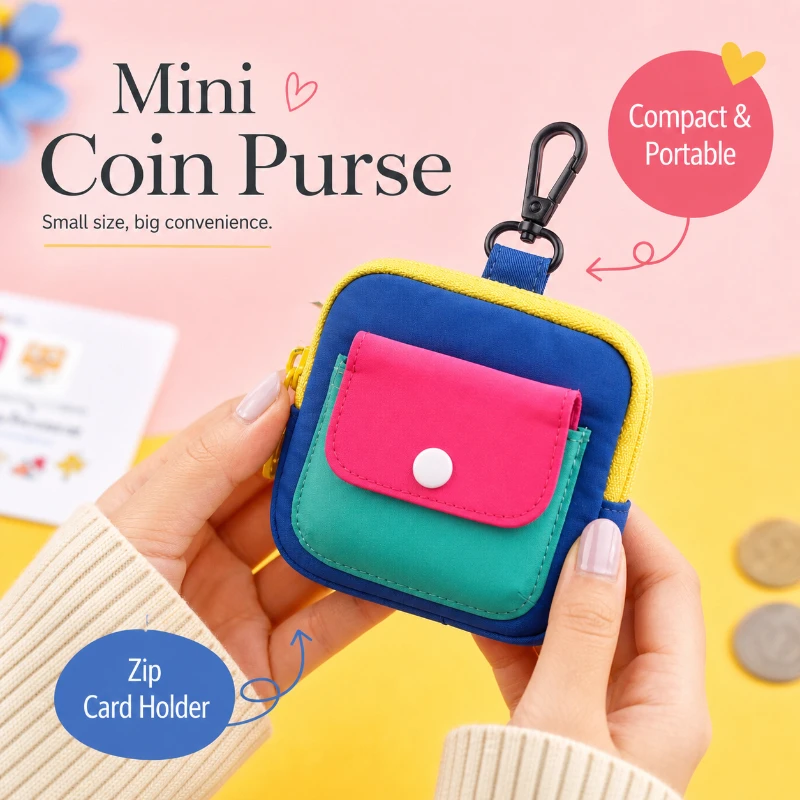 Dopamine Color Mini Zipper Wallet Portable Japanese Personalized Coin Bag Mini Earphone Storage Bag Cute Backpack Accessory