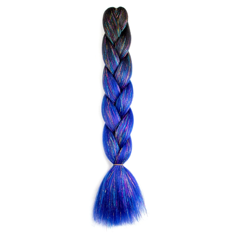 Synthetische Ombre 24Inch Glitter Jumbo Vlechten Extensions Sparkle Regenboog Gekleurde Vlechten Haar Voor Vrouwen Groothandel Diy Kapsel