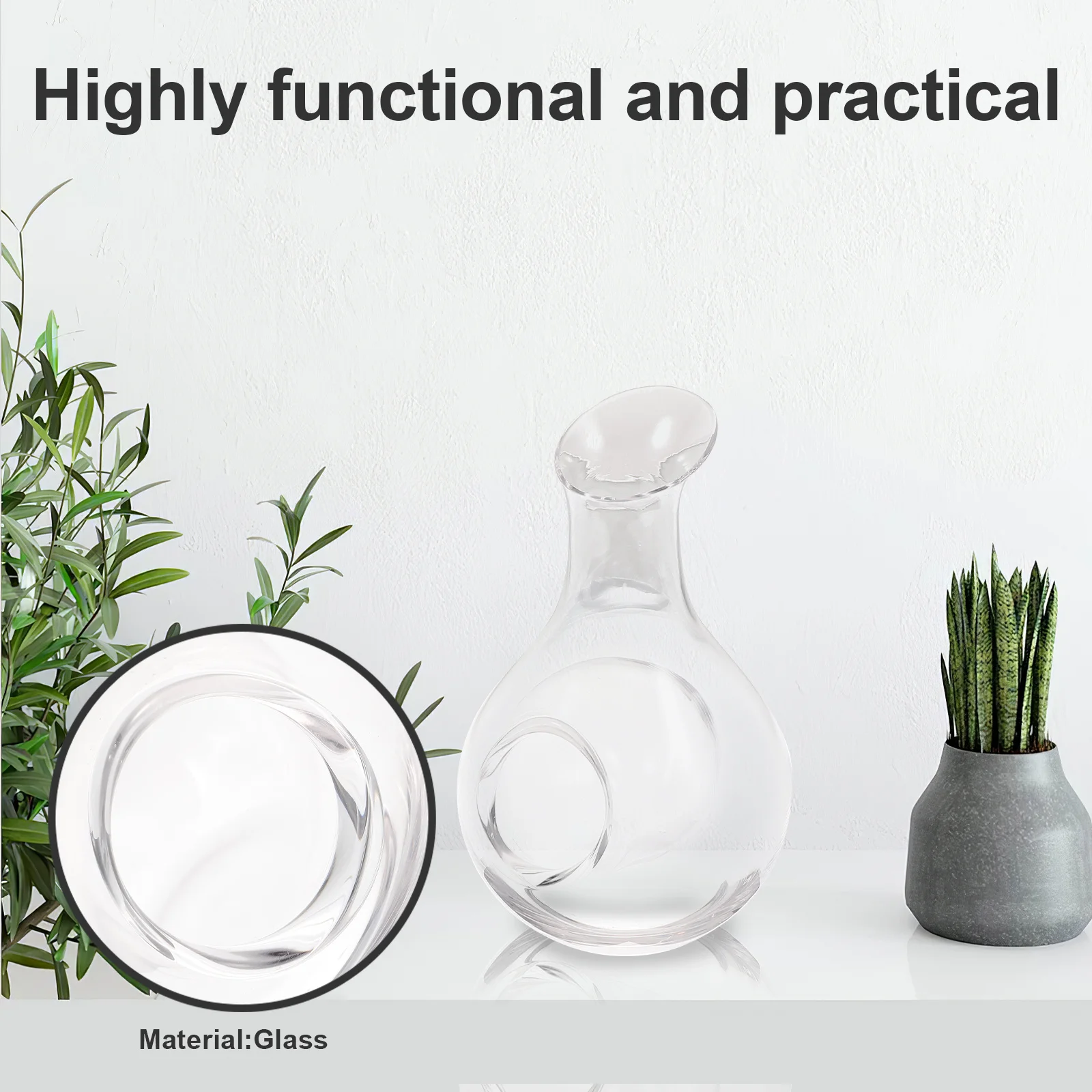 

Ice Wine Decanter Glass Firm Glass Inclined Mouth Creative Wine Container Whisky Dispenser Whisky Decanter