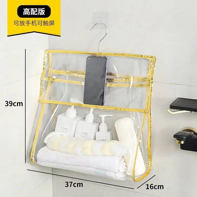 PVC Waterproof Hanging Makeup Bag Wall Hanging Organizer Storage Bag Bathroom Shower Accessories Towel Clothes Organizer