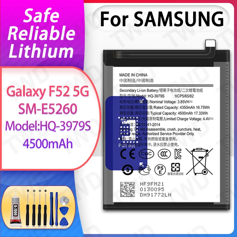

HQ-3979S Large capacity 4500mAh Battery For Samsung Galaxy F52 5G Batteries New High Quanlity+Free Tools
