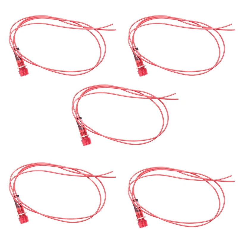 

5X Neon Indicator Pilot Signal Lamp Red Light AC 250V W2 Wires