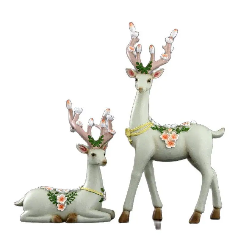 Imagem -06 - Esculpido Amantes Deer Home Decoração Desk Acessórios Desktop Estante Sala de Estar Armário do Vinho Varanda Soft Decorações