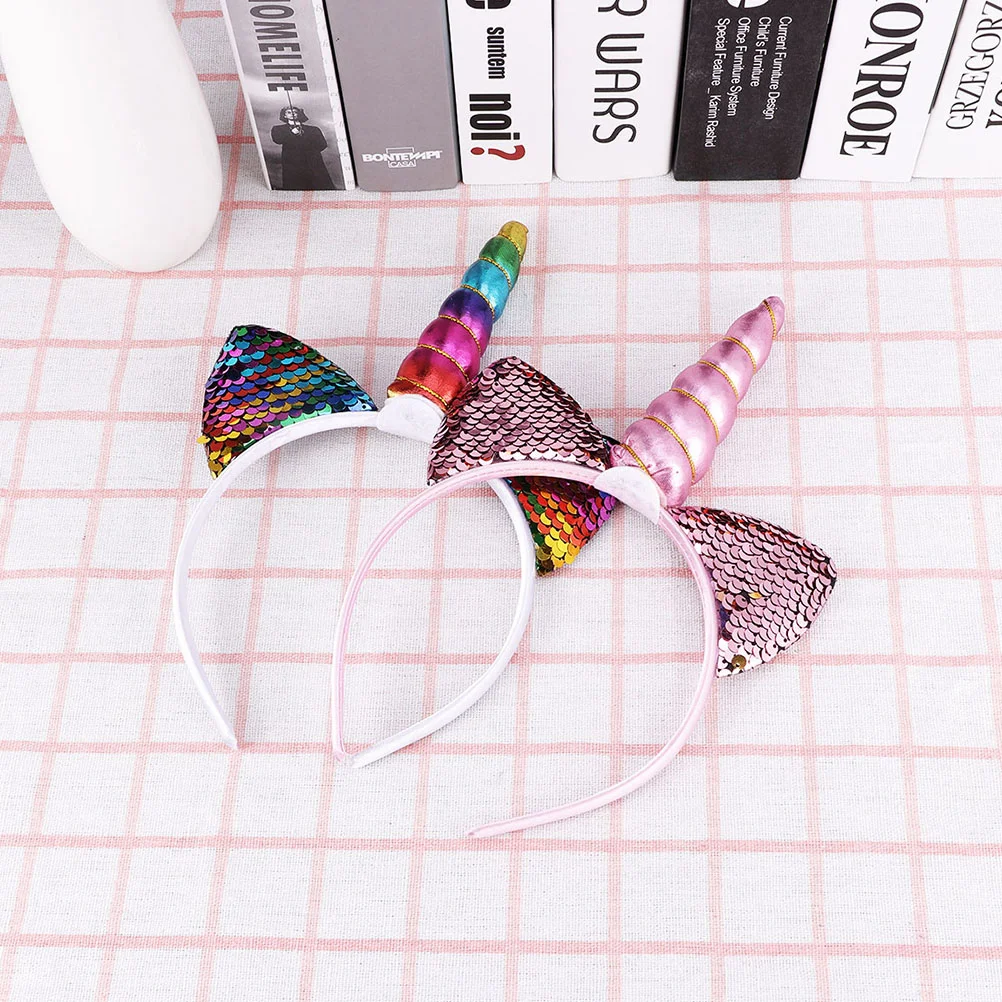 Unicorn Headband Birthday Headpieces Party Headwear Kids Hair Cosplay Headdress Cartoon Hoop Bands