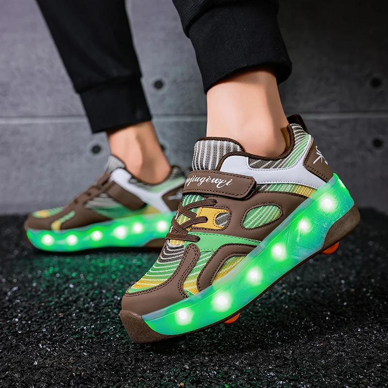 Sapatos masculinos com rodas sapatos de patins para caminhada diária presente das crianças patins de velocidade tênis de corrida com 4 rodas