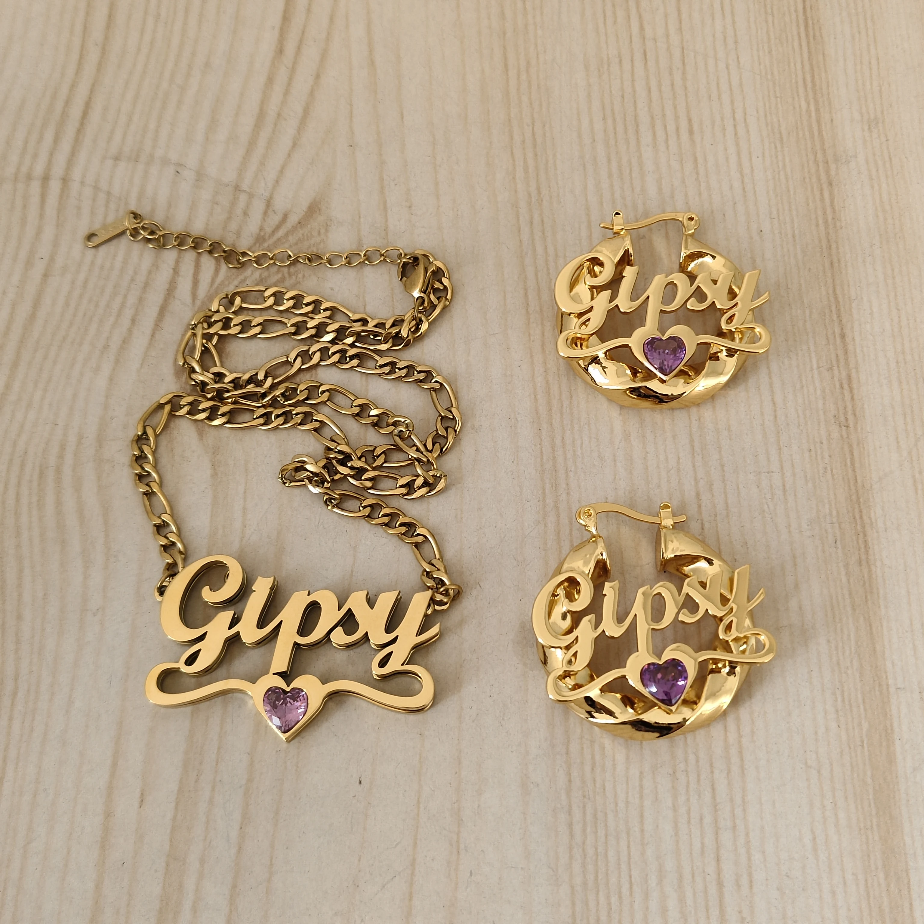 DHQH جديد بالجملة مخصص اسم عيد ميلاد حجر مجموعة شخصية ثلاثية الأبعاد قلادة أقراط هدية عيد ميلاد الشركة المصنعة المبيعات المباشرة #6