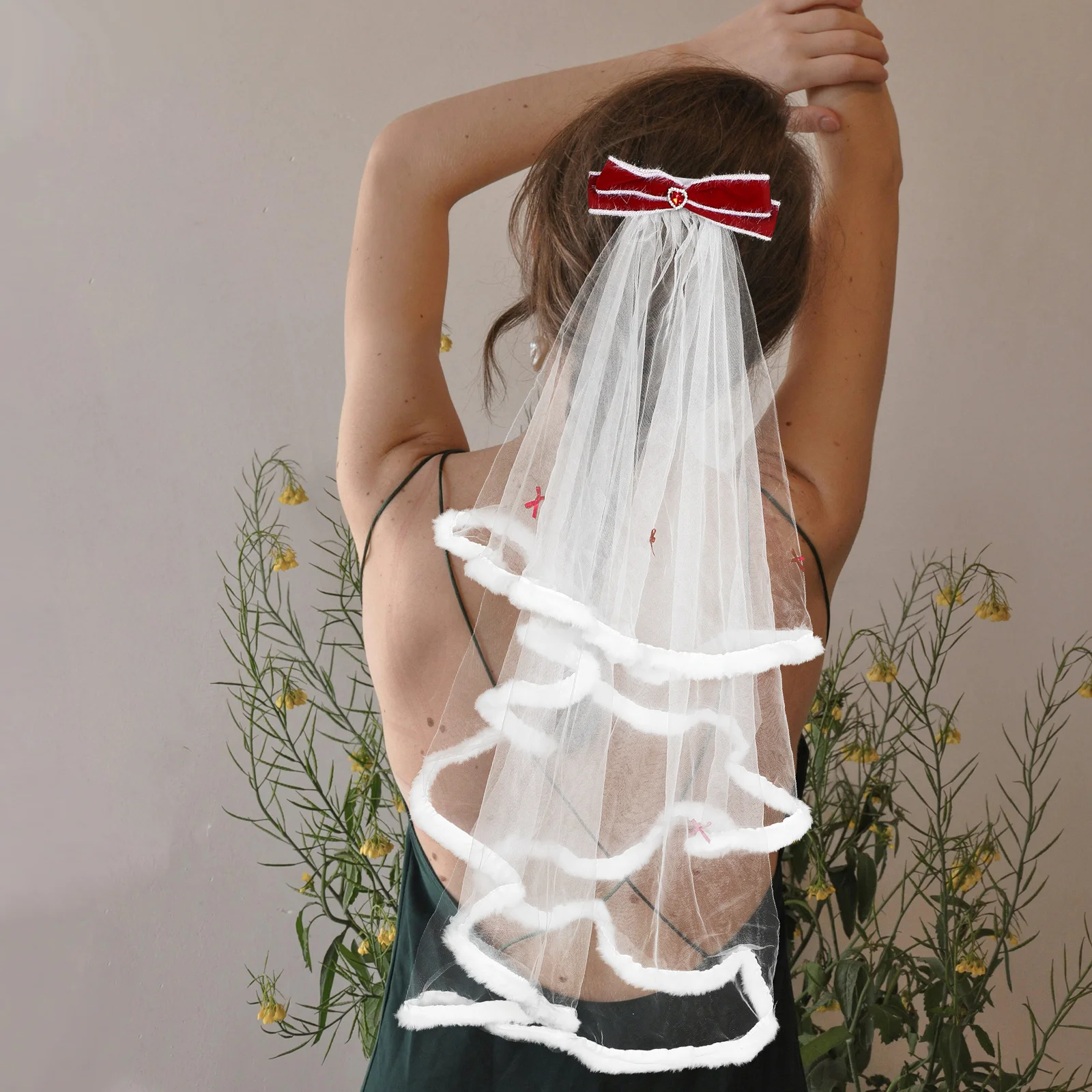 فراشة القوس الحجاب الزفاف الحجاب القصير العروس الزفاف الشعر التبعي العازبة حفلة لصالح تول اللؤلؤ خوذة أنيقة #2