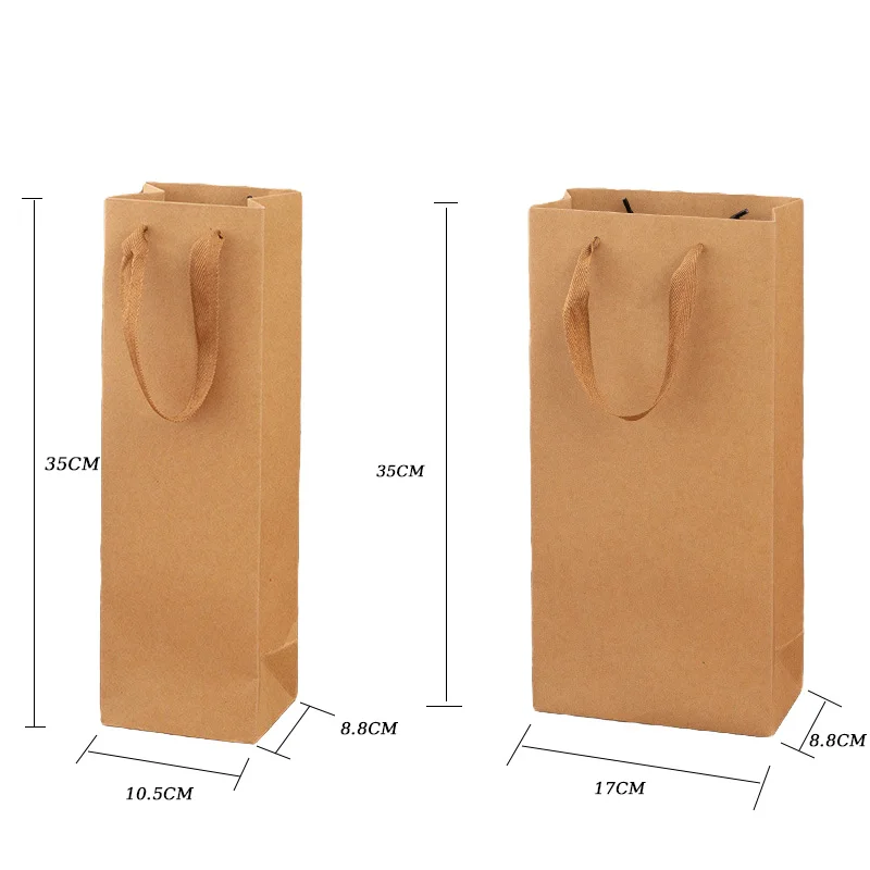 Rotweinverpackung Geschenktüten 6/12 Stück Kraftpapier Einzel-/Doppelflasche Weinverpackungsbeutel Leinengriff Seil GeschenkverpackungVIE LENTE – Detail 5