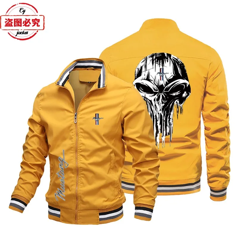 Racing suit Ford Mustang logo printed jacket loose fashion long sleeve men's top stand-up collar jacket group suit