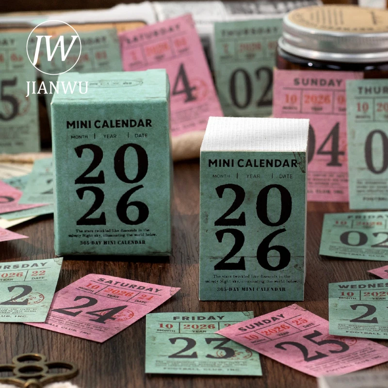 JIANWU سلسلة التقويم الصغير خمر 2026 365 يوم المشهد المواد الكولاج سجل القصاصات ملصق الإبداعية لتقوم بها بنفسك مجلة القرطاسية #4