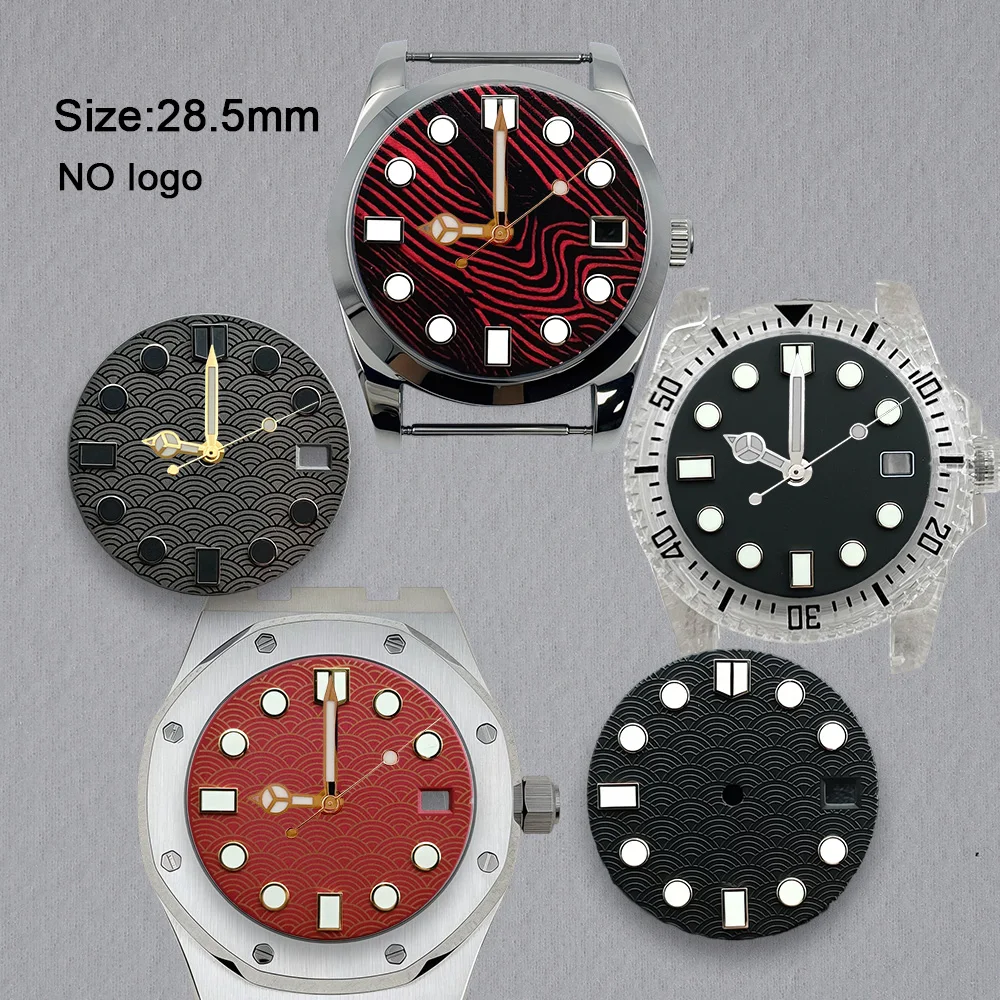 New 28.5mm No Logo Watch Blank Dial For NH35 Movement Custom Logo Watch Dials Hands Accessories Repair Tools