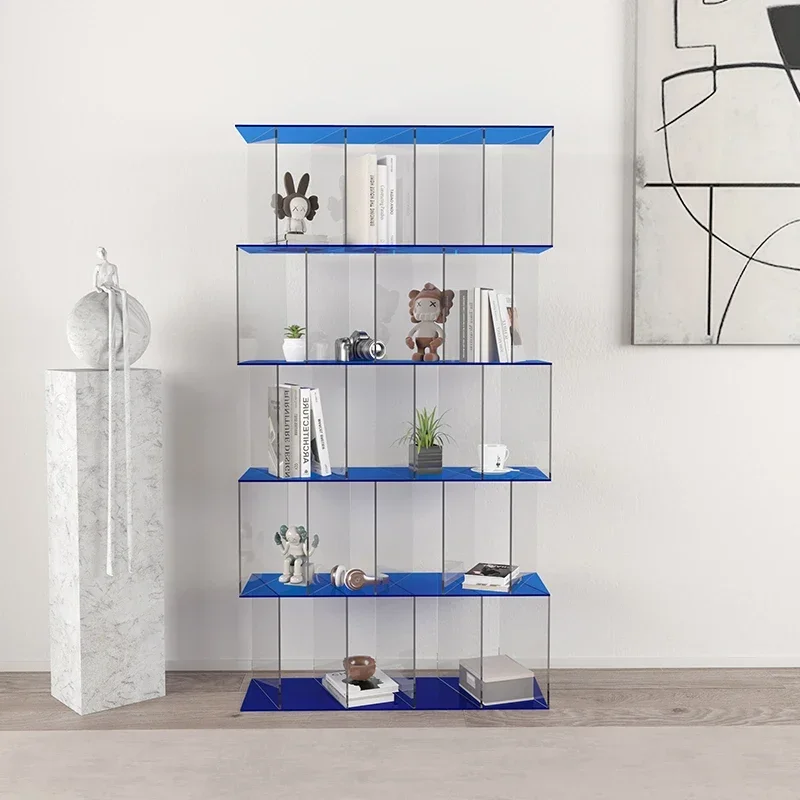 

Transparent tilted creative bookshelf storage rack, floor stand, no installation required