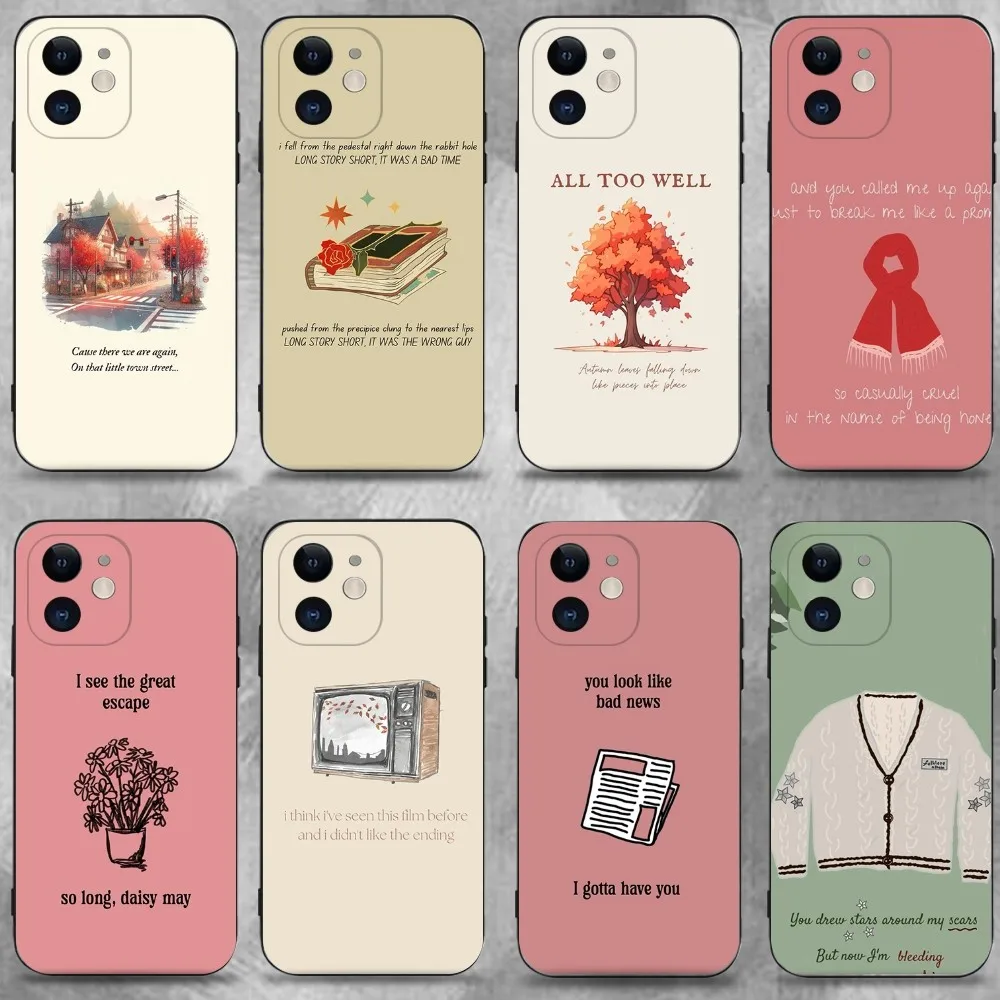 

All Too Well Lyrics Phone Case For iPhone 16,15,14,13,12,11 Plus,Pro Max,XS,X,XR,SE,Mini,8,7,Soft Silicone Black Cover