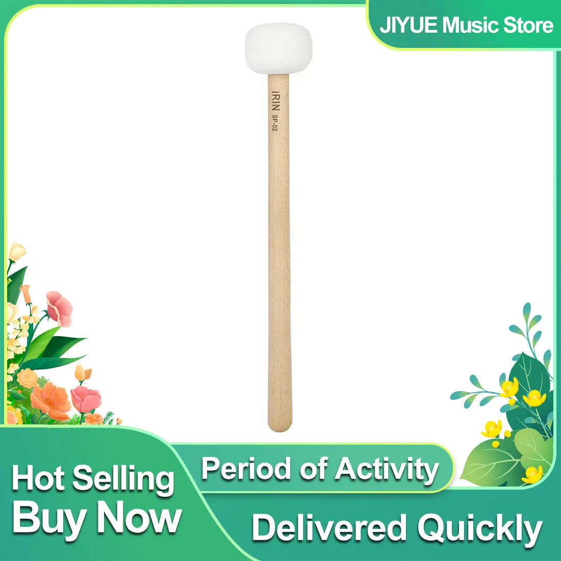 IRIN Bass Drum Hammer Beech Drumstick Small Drum Hammer Practice Beating Drumstick Drum Accessories Percussion Instrument Parts