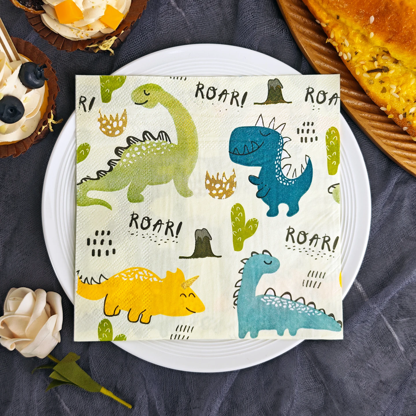 20/50pcs 33*33cm 2ply Dinosaurs Pattern Napkins for Kids,Dining,Baking,Festive Parties,and Wedding Decorations
