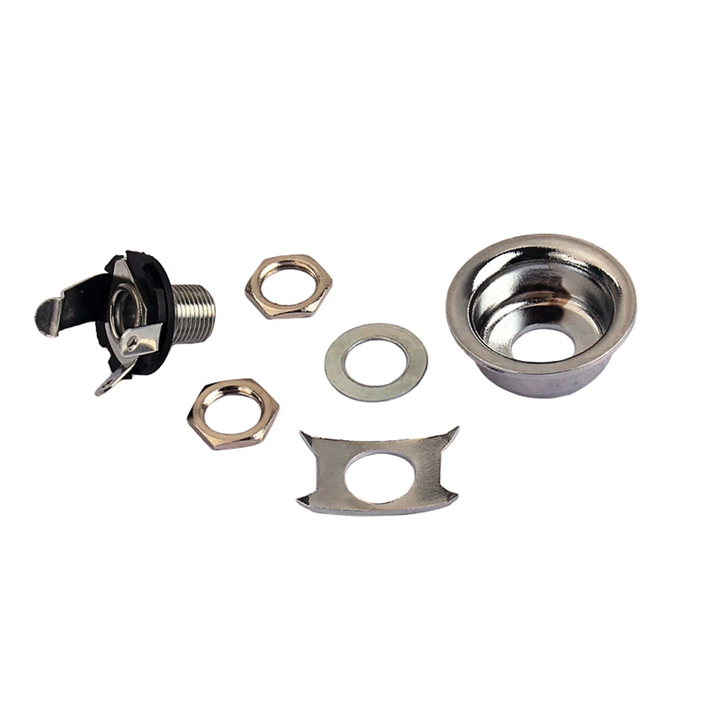 

1Pcs 6.35mm Guitar Output Jack Socket Durable Iron Copper Connector Chrome Nut for Electric Bass and Acoustic Guitar Replacement