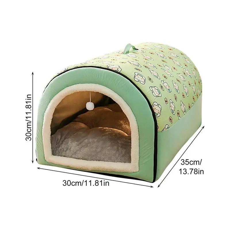 Cave Dog Bed 2 In 1 Detachable Cat Bed And House With Ball Pendant Flannel Cat Bed Cat Nest For Indoor Cats Cat Hideaway Cat