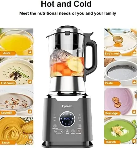 Cooking Blender JD-D16, Hot and Cold Blender for Soy Milk & Juice, Soup Maker with Stew Pot, 1.75L(59 Oz), 1200W, Black