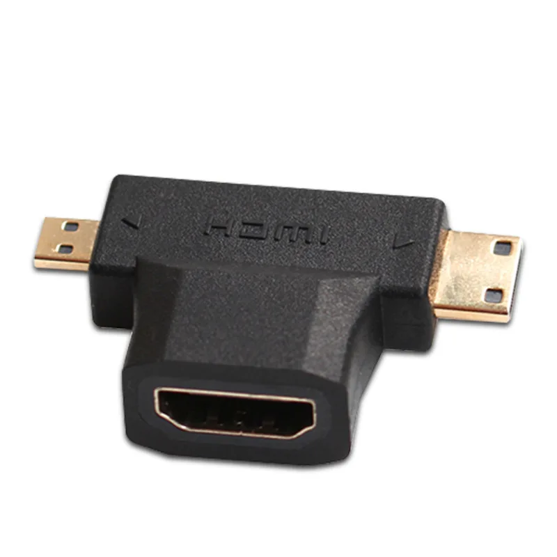 50pcs 3-in-1 HDMI Adapter HDMI Female to Mini/Micro HDMI Combo Connector Extender HDMI Converter for LCD minitor PC