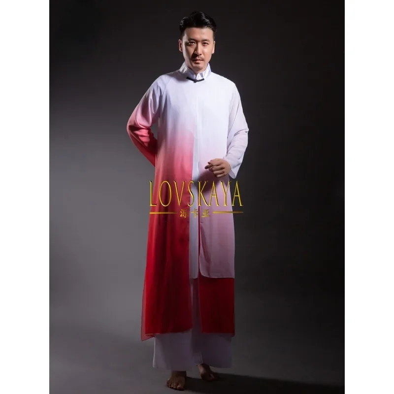 Chinese style Han and Tang dance costumes classical dance ink colored men ancient style dance performance costumes