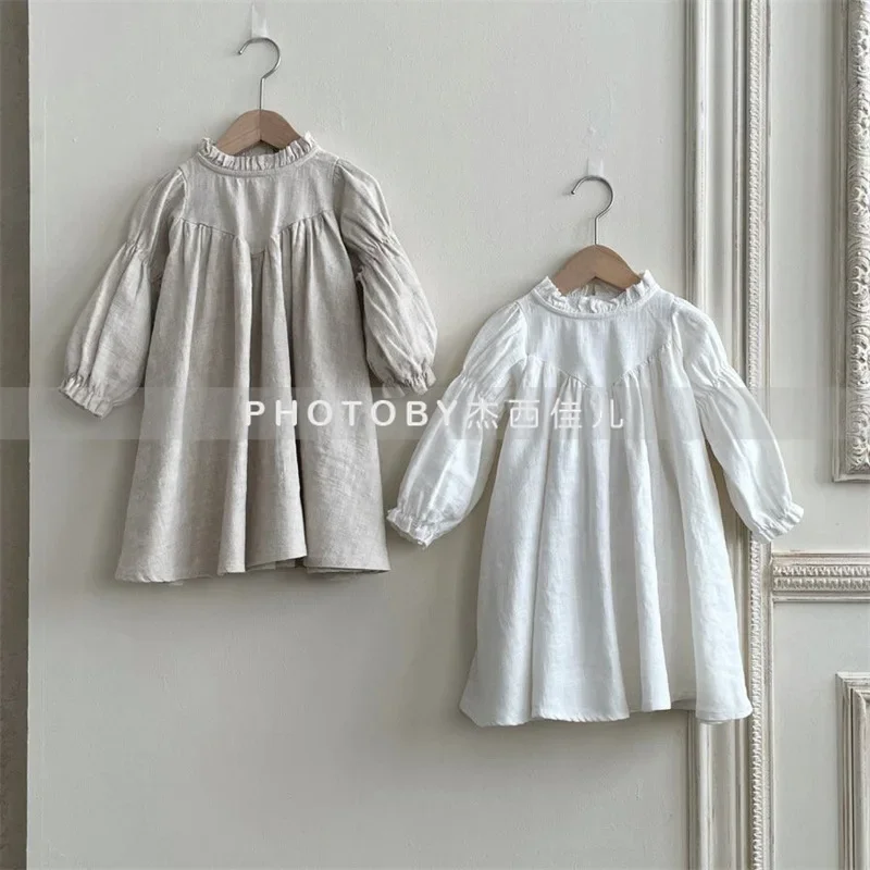 

Baby Girl Dresses Spring Summer Soft Cotton Linen Solid Color Kids Clothes Cute Bohemian Infant Toddler Girls Clothing