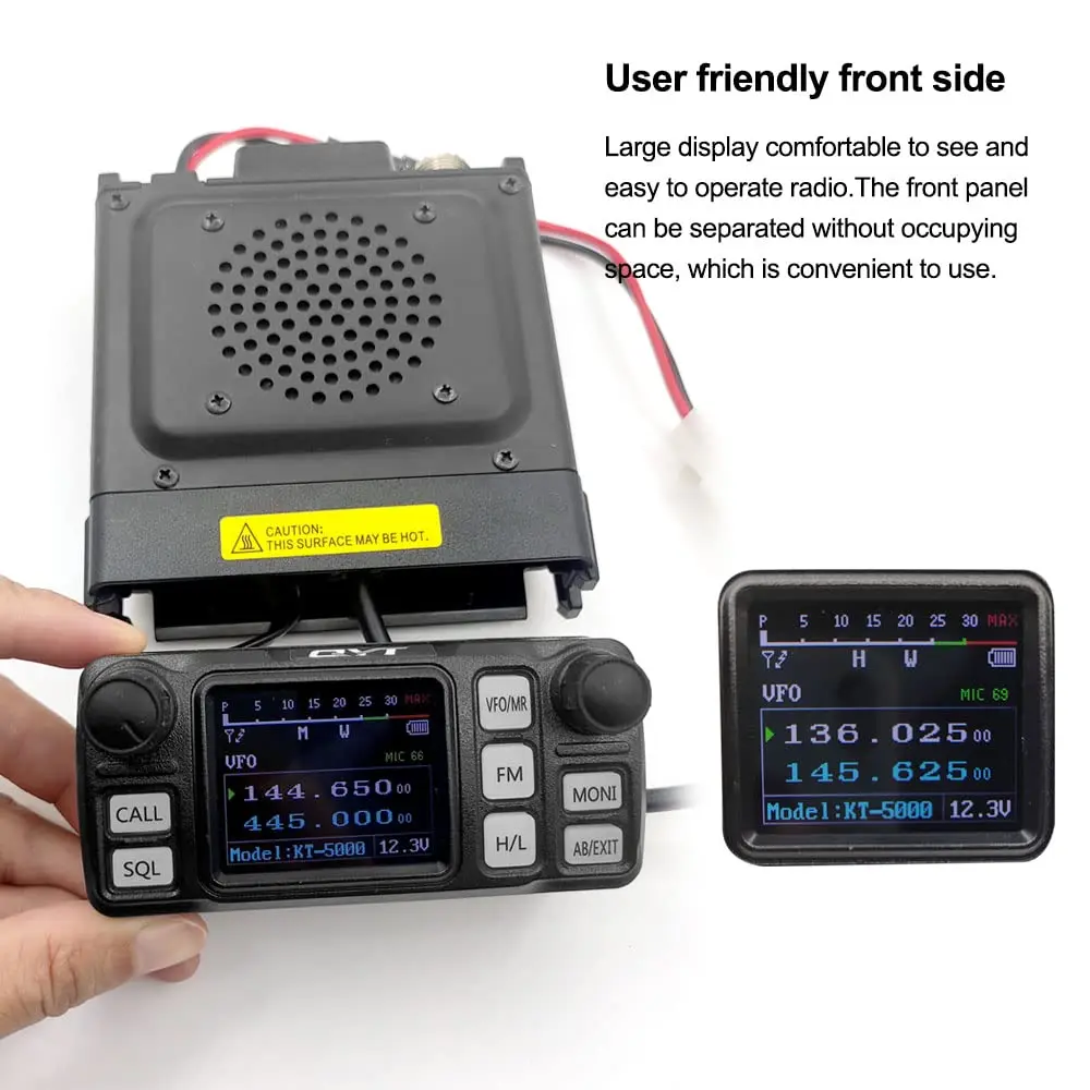 QYT KT-5000 25W Dual Band VHF UHF Mini Mobile Radio Separable Panel Receiver Scrambler Car Vehicle FM Commercial Station Radio