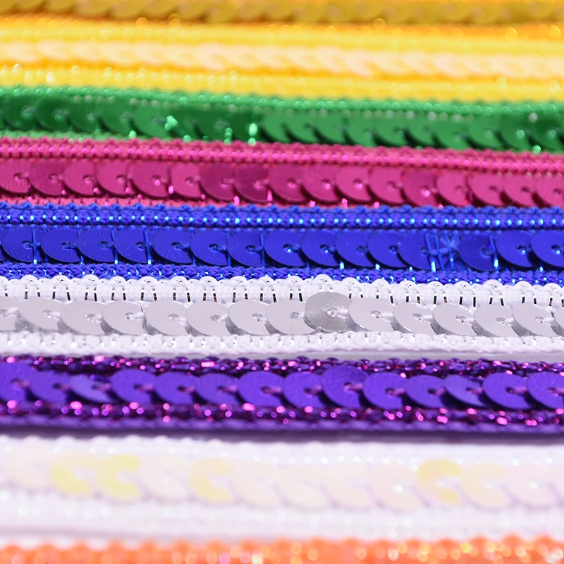 5m 12mm Ragyogó Flitter Pántlika csipkével Gondozott Ablakszövet számára ruhát ruhák handmade DIY mesterségek csipkével Pántlika Ablakszövet garments Összevarrás Anyagellátás