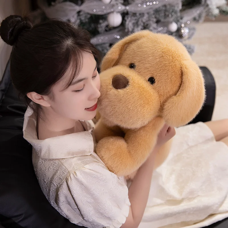 

Уютный реалистичный золотистый ретривер, чучело в сидячей поза, мягкий декор для гостиной, моющийся, нескользящий, комфорт для взрослых