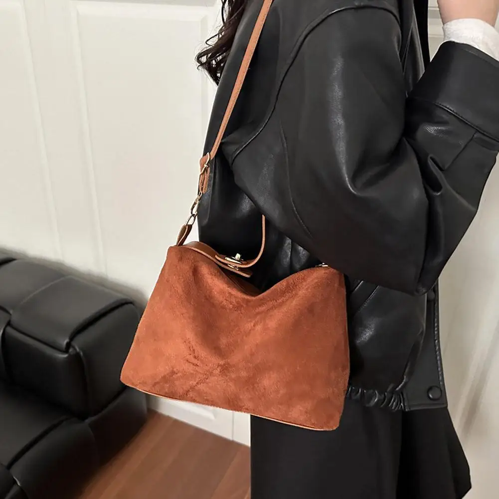 Vintage Wildleder-Handtasche, Retro Matte Unterarmtasche für Damen, Vielseitige Einzel-Schultertasche, Lässige Crossbody-Tasche – Detail 15