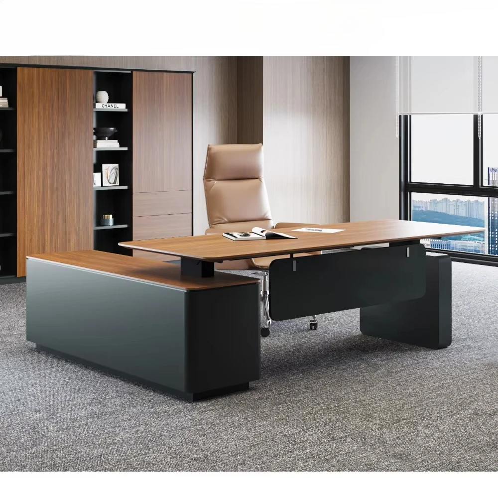 JINYU Modern Electric Standing Boss Desk Convertible Height Adjustable Executive Table Metal Frame MFC