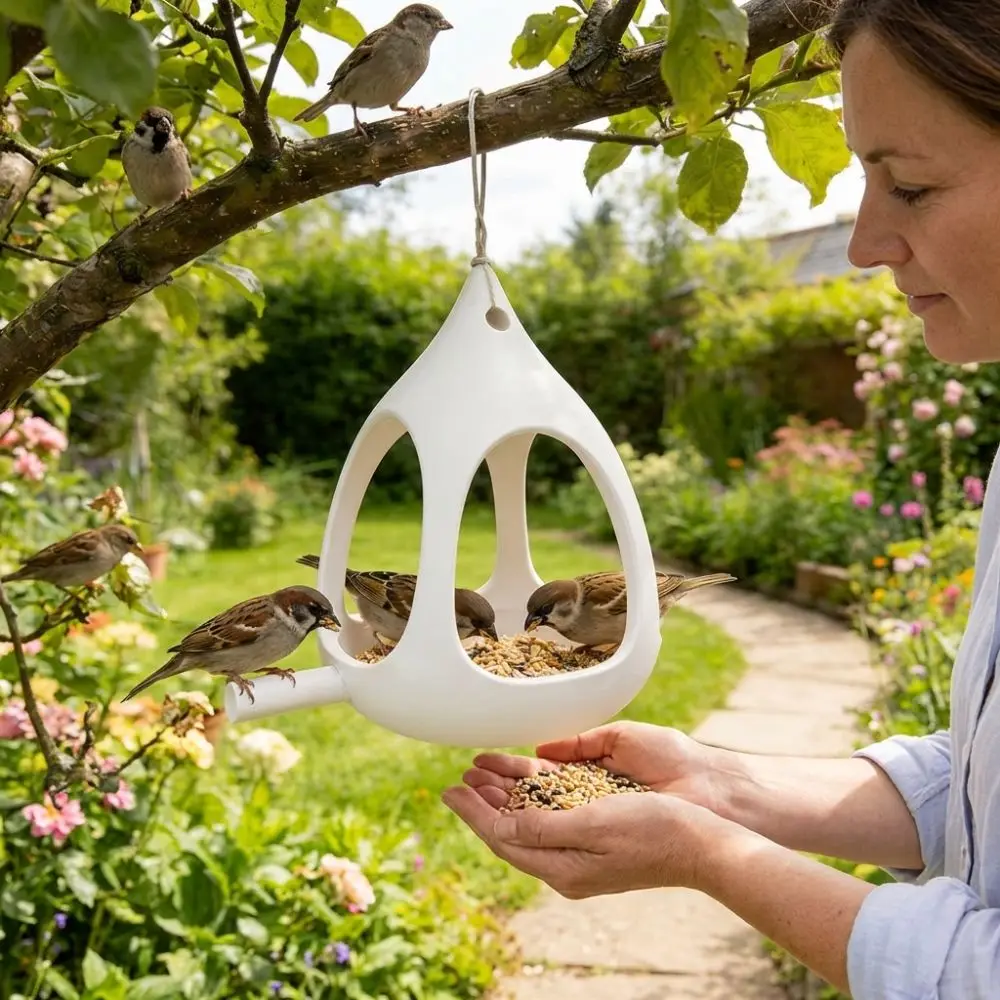Plastic Bird Feeder House Water-Resistant Rain-Resistant Feeding Station Birdhouse Hanging Wild Bird Feeder Under-eaves Use 5