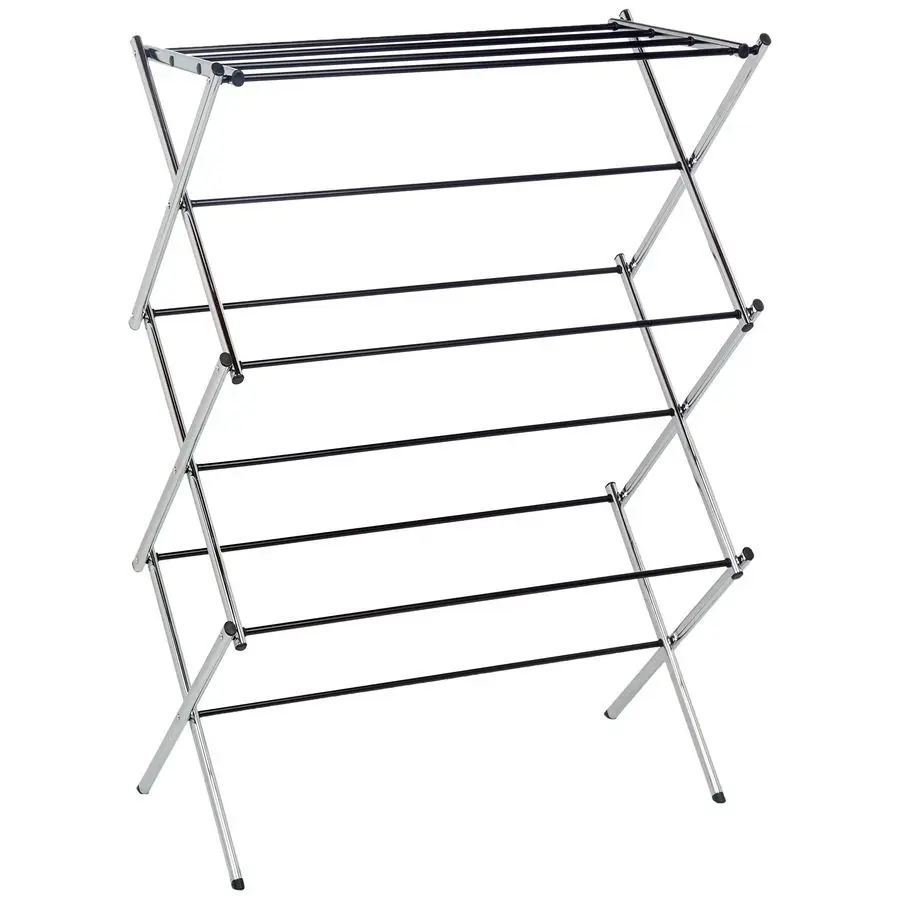 

Foldable Portable Metal Clothes Drying Rack for Indoor Air Drying, Energy Saving, 14.5 x 29.5 x 41.8 inches, Chrome Silver