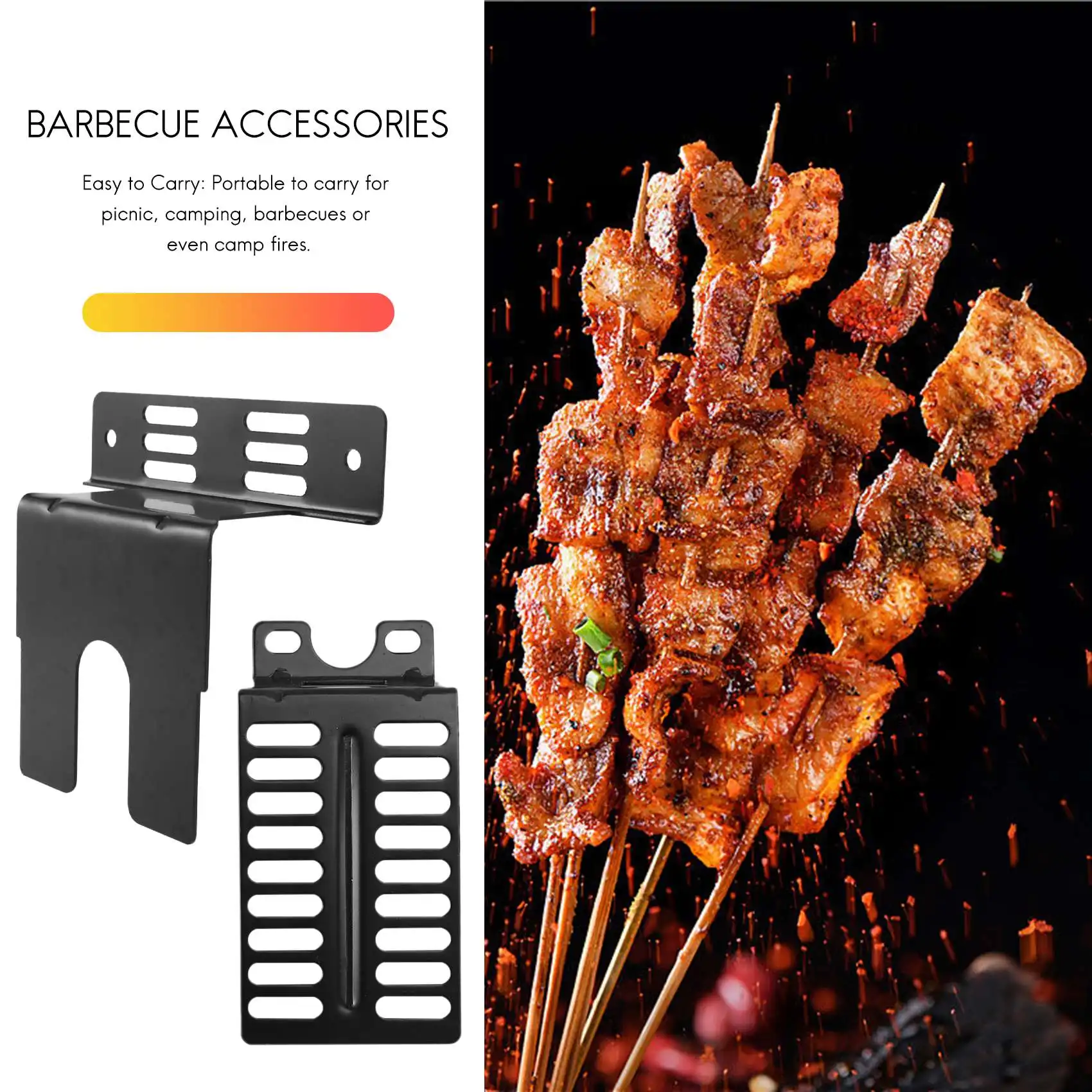 

Комплект из 2 кронштейнов для мотора гриля AEB0-2 из нержавеющей стали, универсальные опорные пластины для мотора барбекю, инструменты для кемпинга и барбекю на открытом воздухе