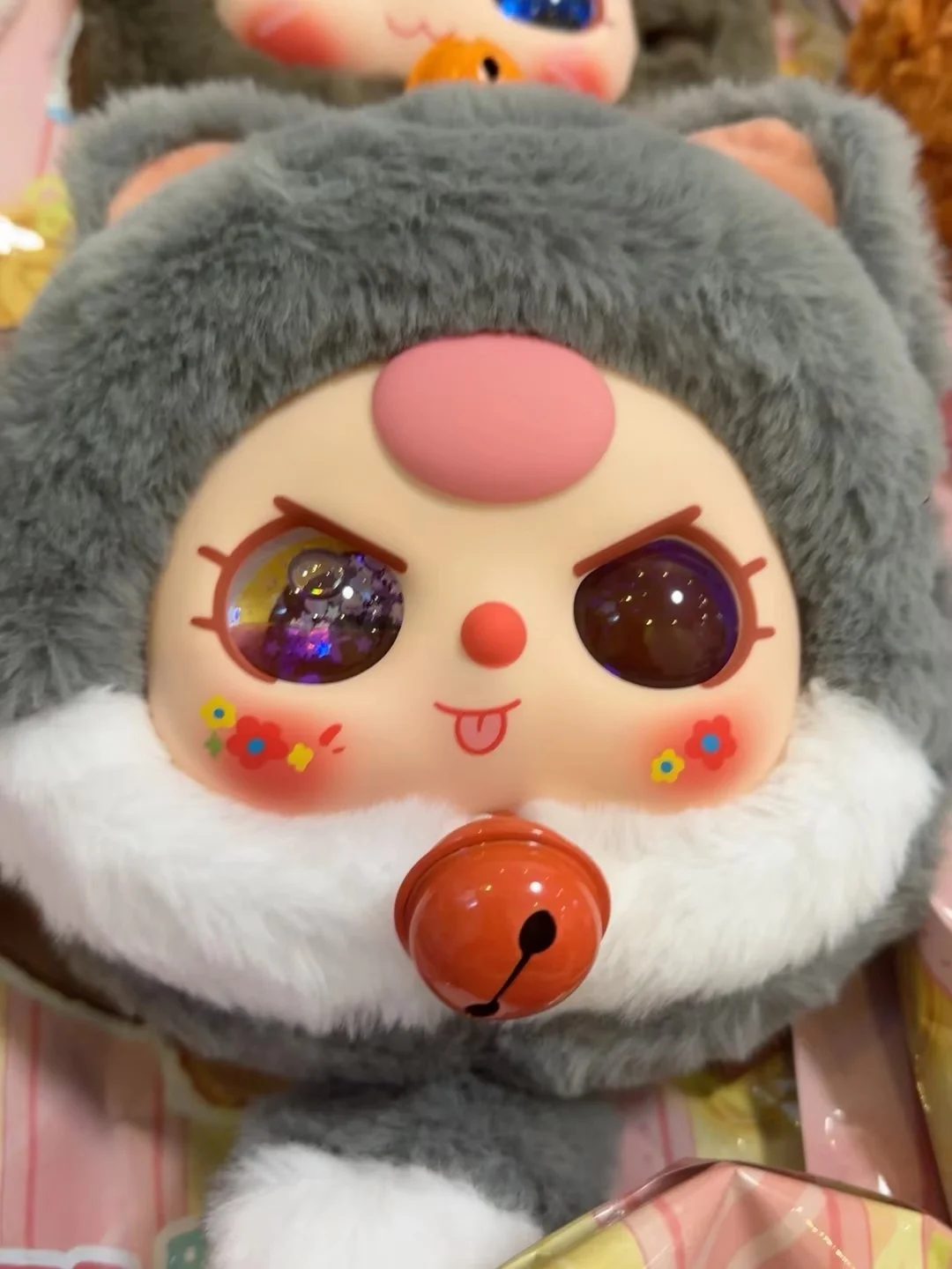 

Baby Three Lucky Cat Zipper Bag Plush Liquid Flowing Sand Eye Crying Eye Fierce Eye 360 Degree Movement Left Right Eye Movement