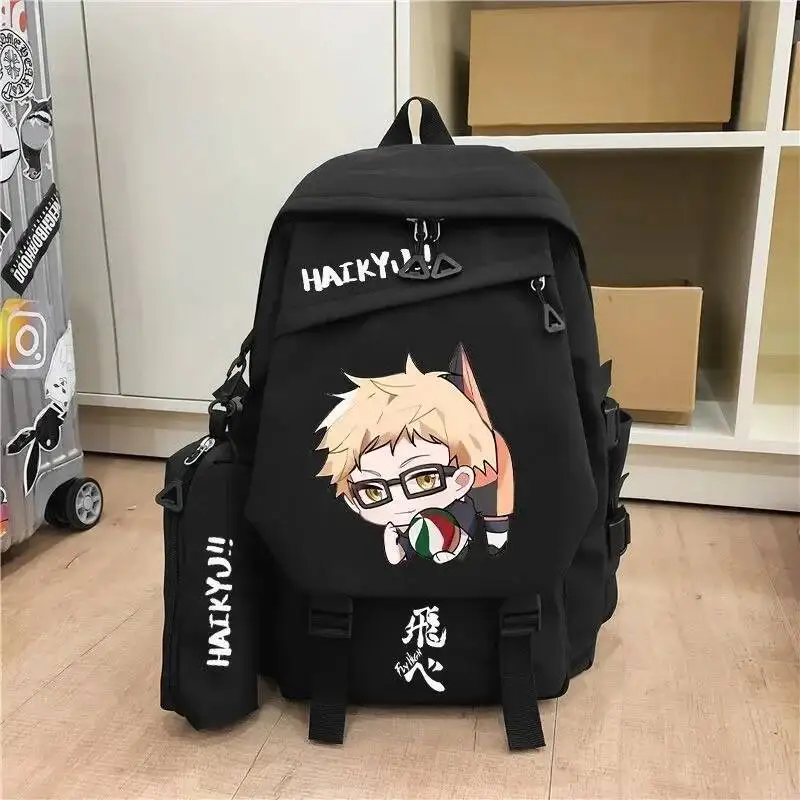 

Anime Game Cute Kawaii43×30×14CmBlack HaikyuuStudent School BagsLarge Capacity Mochilas Backpacks For Gift