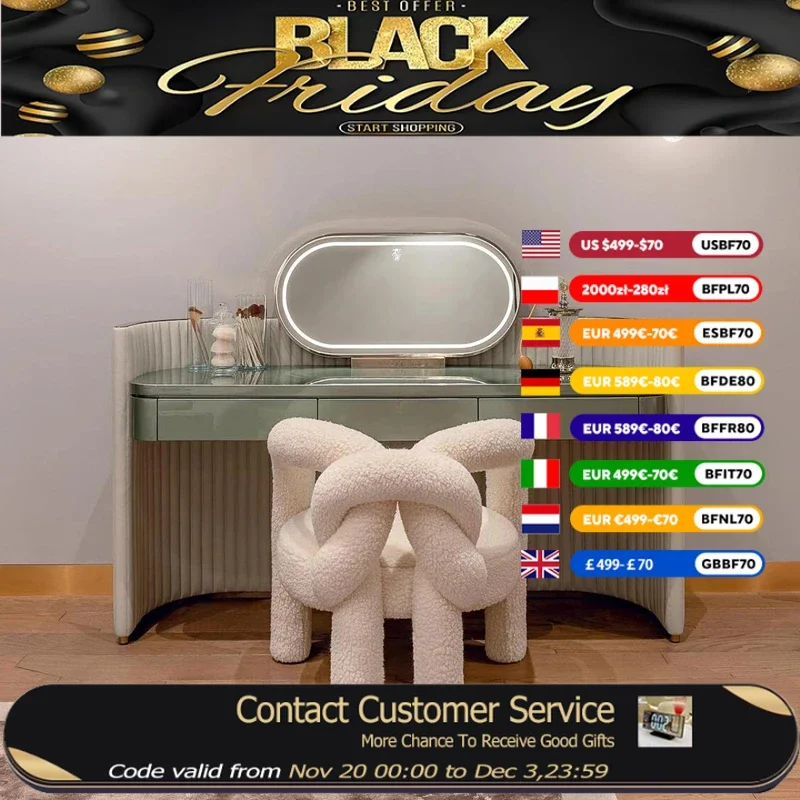 

Luxury Vanity Makeup Dresser Mirror Set Women Modern Princess Dressers Bedroom Organizer Coiffeuse Chambre Home Furniture