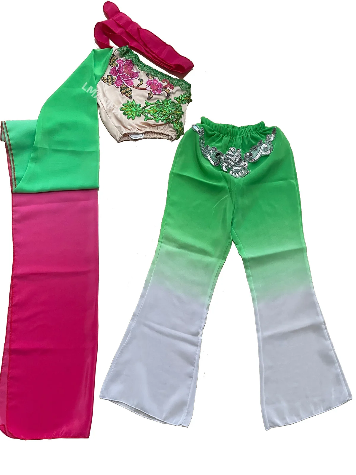 Único ombro manga comprida clássico estilo chinês dança étnica traje de dança infantil