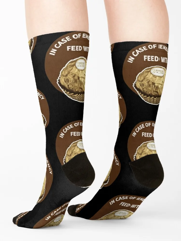 In Case Of Emergency Feed With Ferrero Rocher Socks Toe sports kawaii professional running winter thermal Socks Man Women's