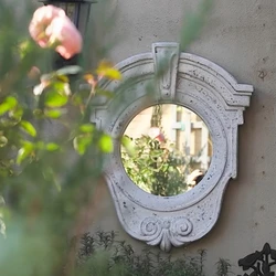 Vintage Homestay Wall Mirror Thick and Textured Magnesium Oxide Frame Weatherproof for Outdoor Use Background Wall Decoration