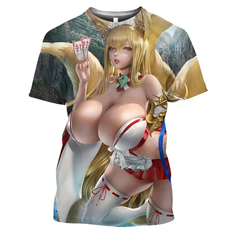 3D Printed Sexy Girl Ahegao T Shirt Manga Hentai Loli Tee Anime Exposed Bikini Swimsuit Sweatshirt Men Women Casual Fashion Tops