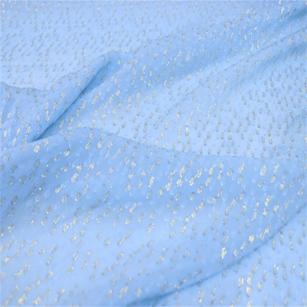 Elegant Woven Mulberry Comfortable Silk Crepe Chiffon Fabric Metallic Gold Silver Linen for Spring Cloth Dress Apparel view 3