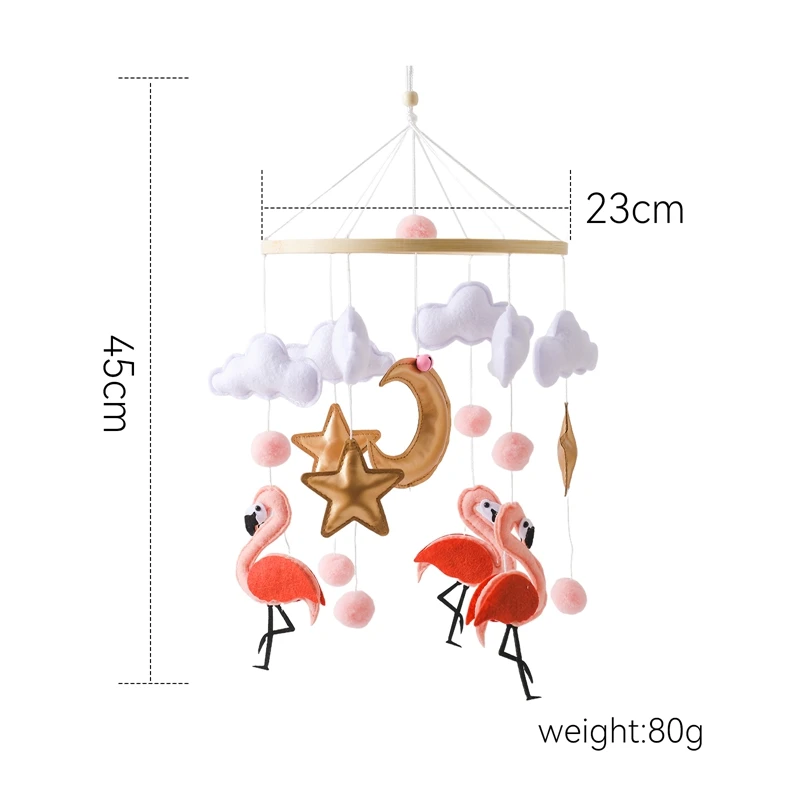 Cute Flamingo Baby Rattle Toy Wooden Mobile Musical Bed Bell Hanging Toy 0-12 Month Girl Newborn Infant Crib Gift Holder Bracket