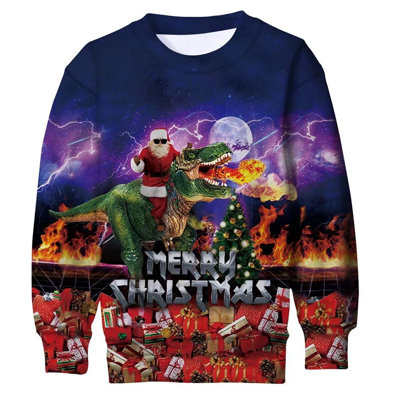 Ugly Christmas Sweater For Men Funny Xmas Novelty Sweatshirt Cool 3d Dog Cat Print Pullovers Outfit Long Sleeve Hoodie Clothes